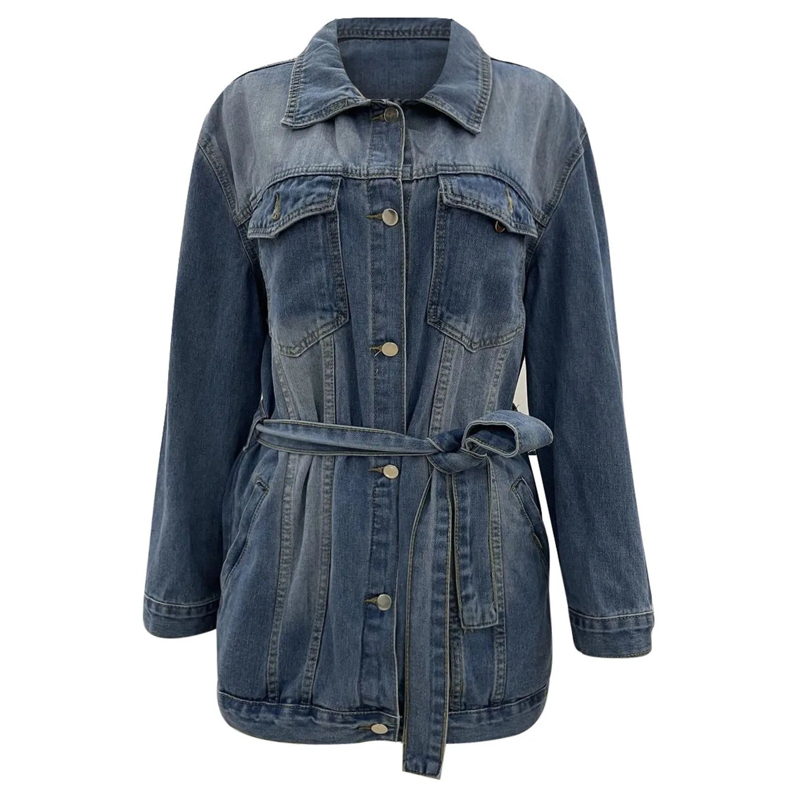 Belted Denim Shirt Jacket